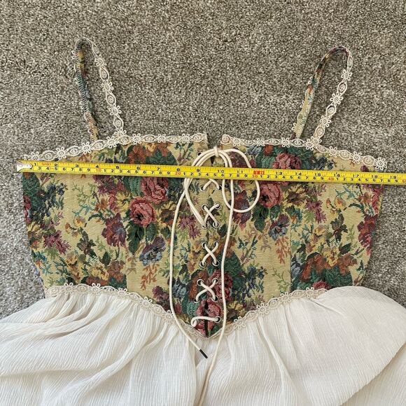 Cider Fairy Whimsical Gypsy Corset Mini Dress XL Tapestry Bustier Milkmaid - Picture 10 of 14